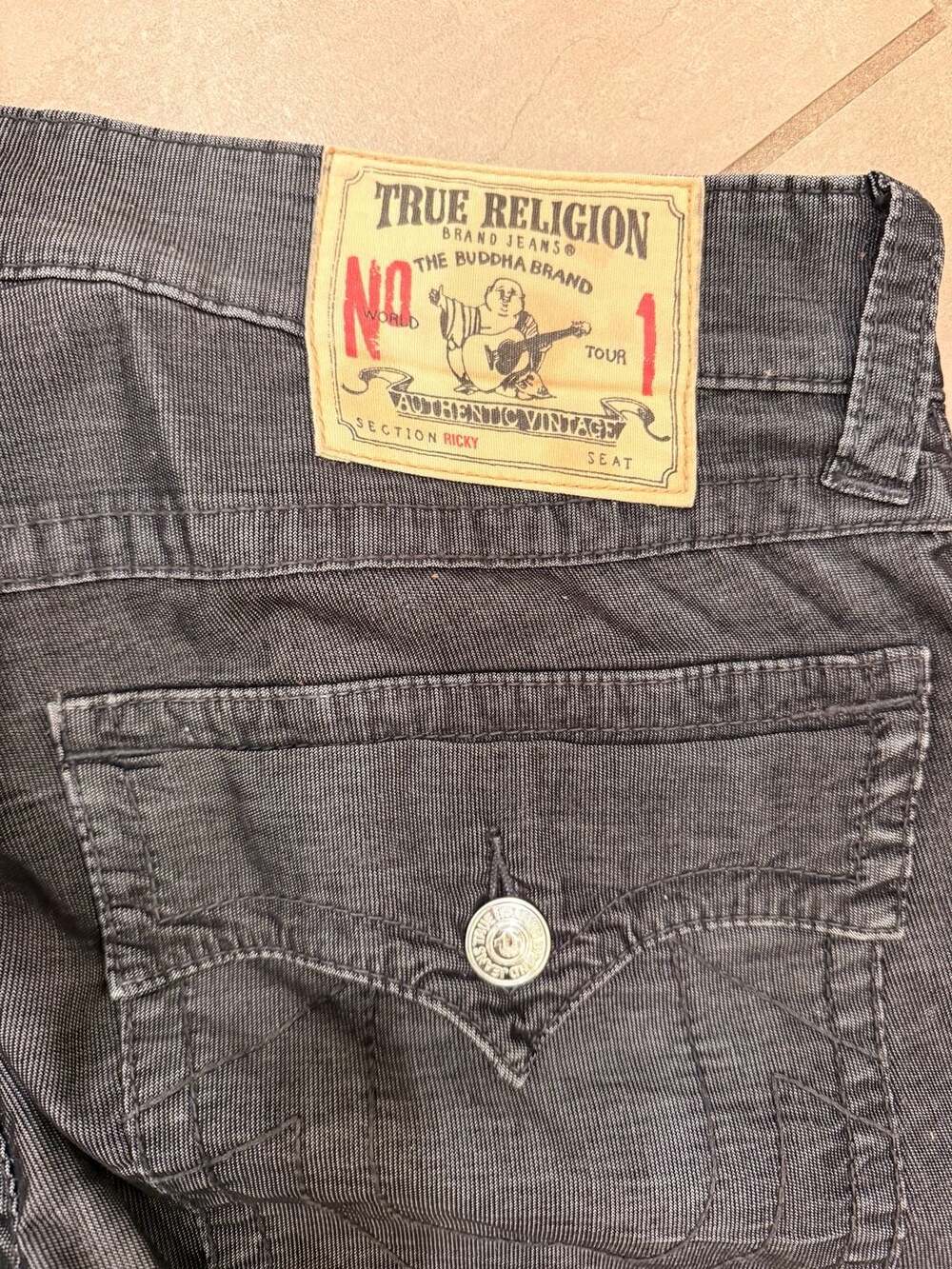 True Religion Ricky Authentic Vintage Straight Corduroy Pants Grey Size 34 - Picture 7 of 8